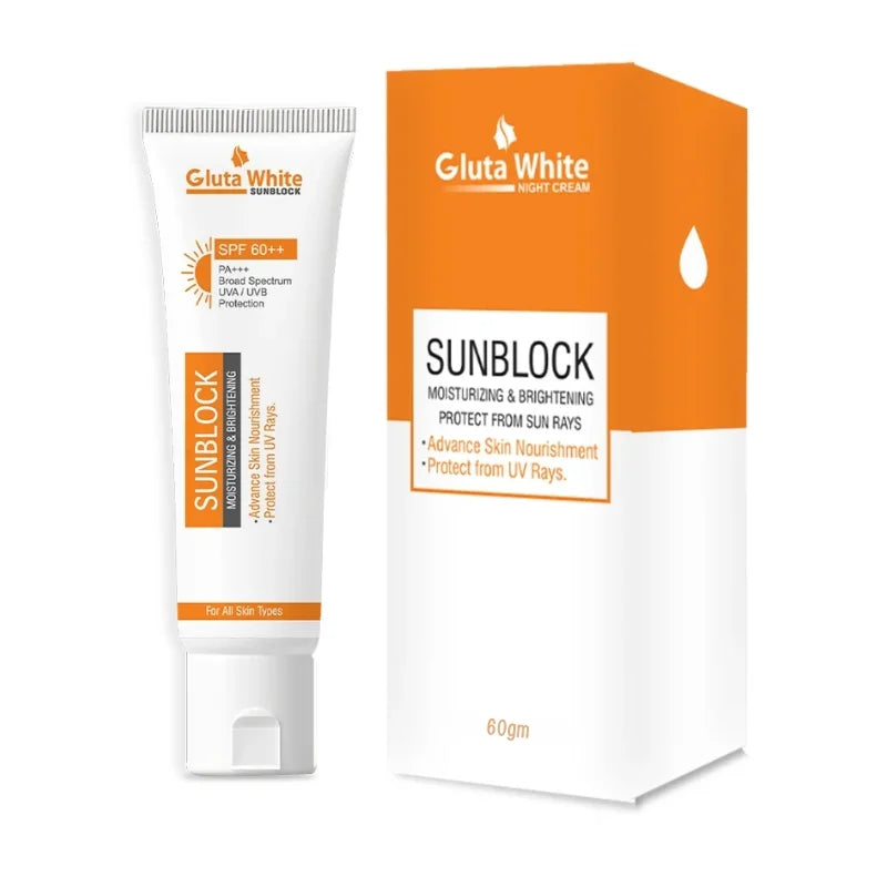 Gluta White SunBlock SPF 60 | Moisturizing & Brightening Sunscreen for All Skin Types