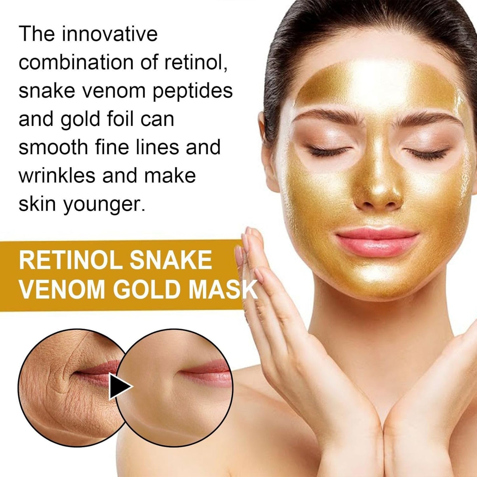 Retinol Snake Venom Peptide Gold Mask | Anti-Aging Moisturizing Brightening Skincare Cream 100g