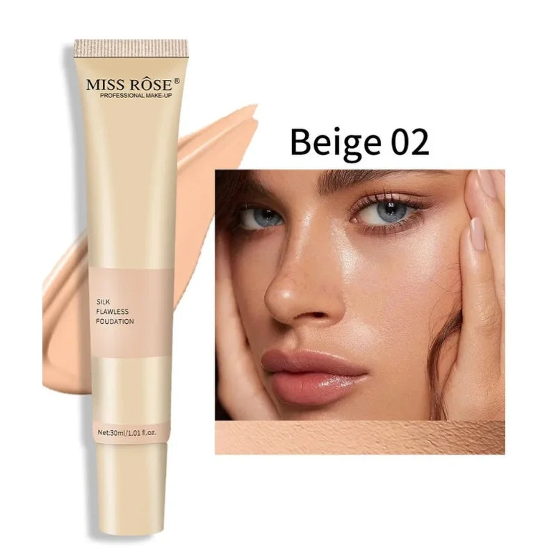 Beige 2 | Miss Rose Silk Flawless Foundation | Long-Lasting Lightweight Liquid Foundation with Natural Radiant Finish