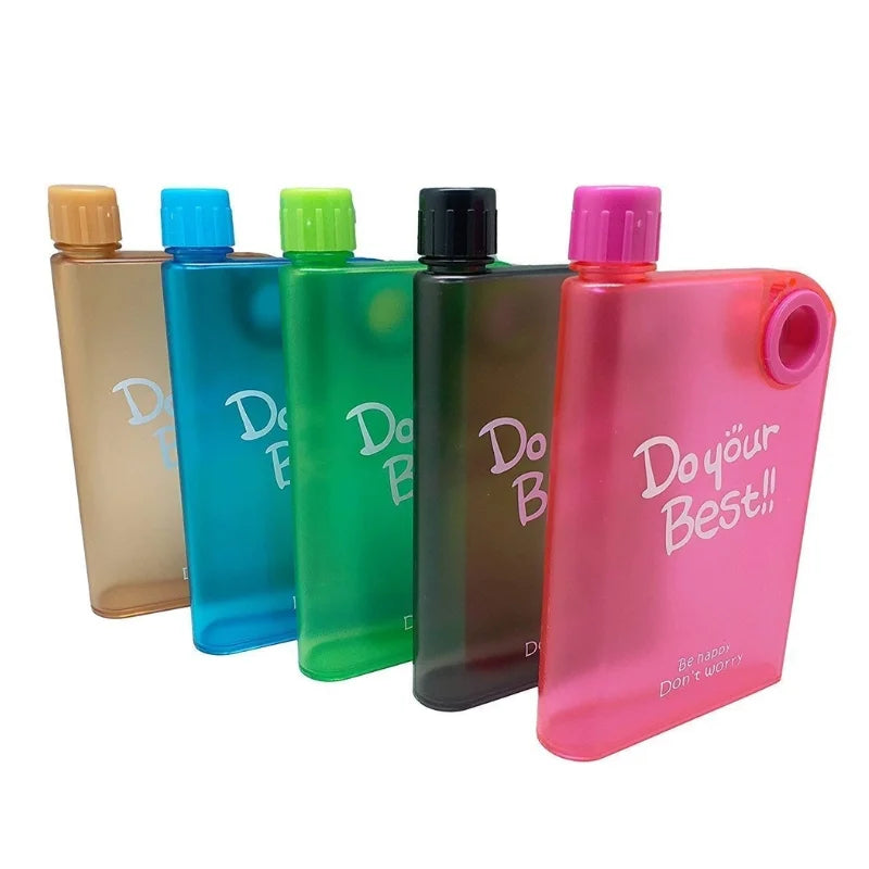 Green Ultra Slim Notebook Style Water Bottle 380ml | Portable Memo Bottle for Travel, School & Office