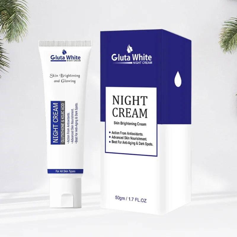 Gluta White Night Cream | Advanced Brightening & Anti-Aging Formula with Glutathione & Vitamins (50ml)