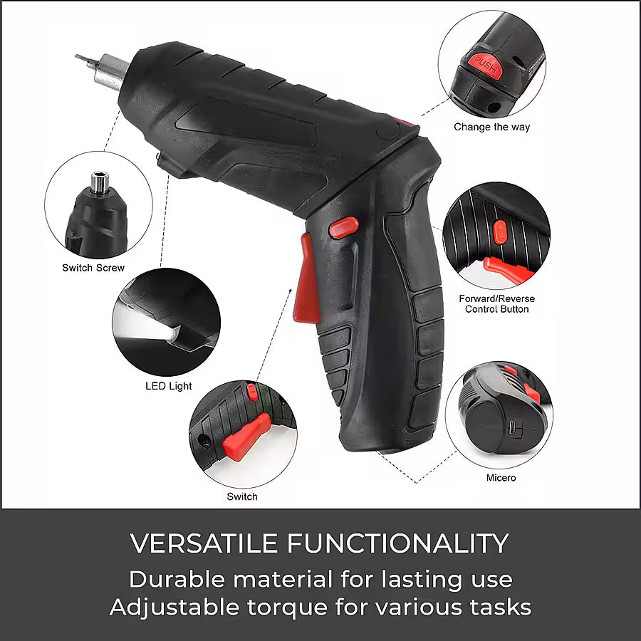 47-Piece Foldable Wireless Electric Screwdriver Kit with Adjustable Torque & USB Charging