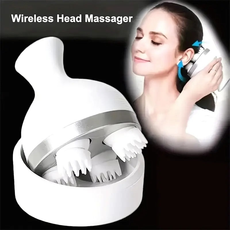 Electric Scalp Massager with 4 Clusters | Rechargeable & Full-Body Relaxation