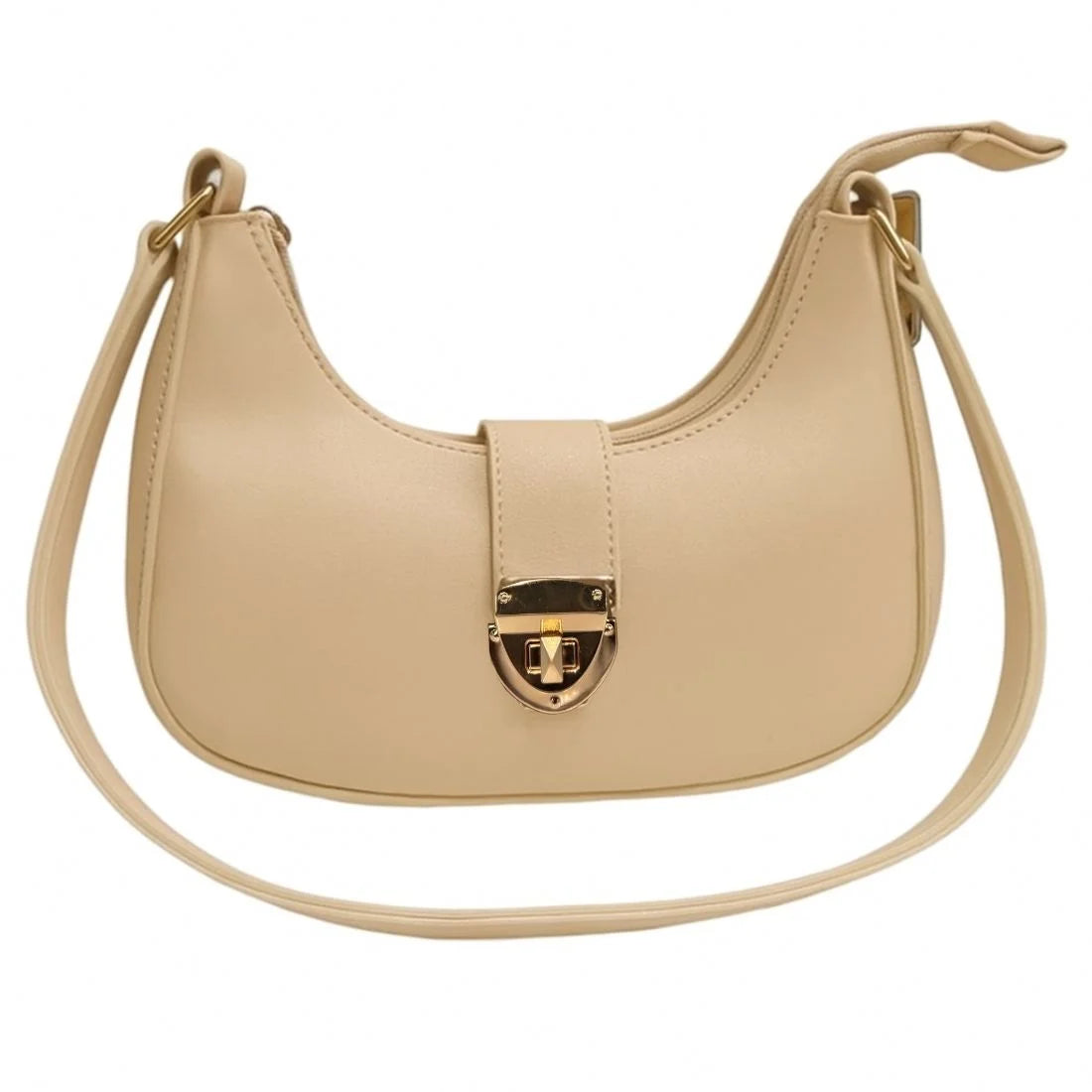 Crescent Leather Luxury Shoulder Bag for Women | Skin Color