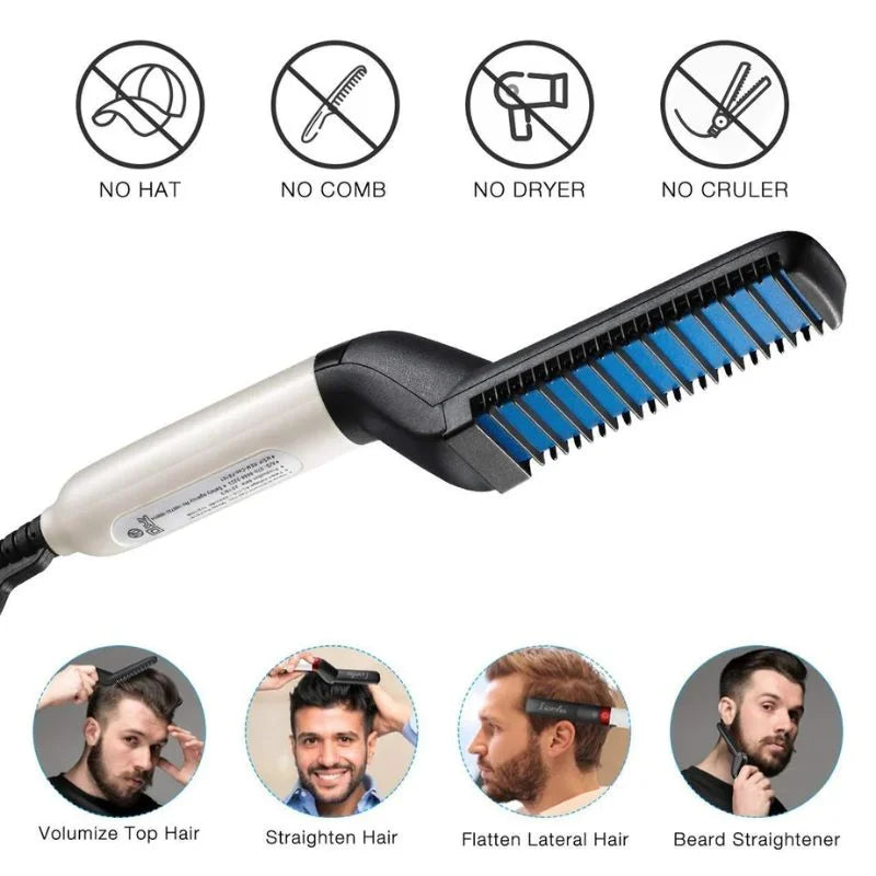 Hair & Beard Straightener Comb for Men | Multifunction Electric Hair & Beard Styling Brush | Quick Heating Ceramic Straightener