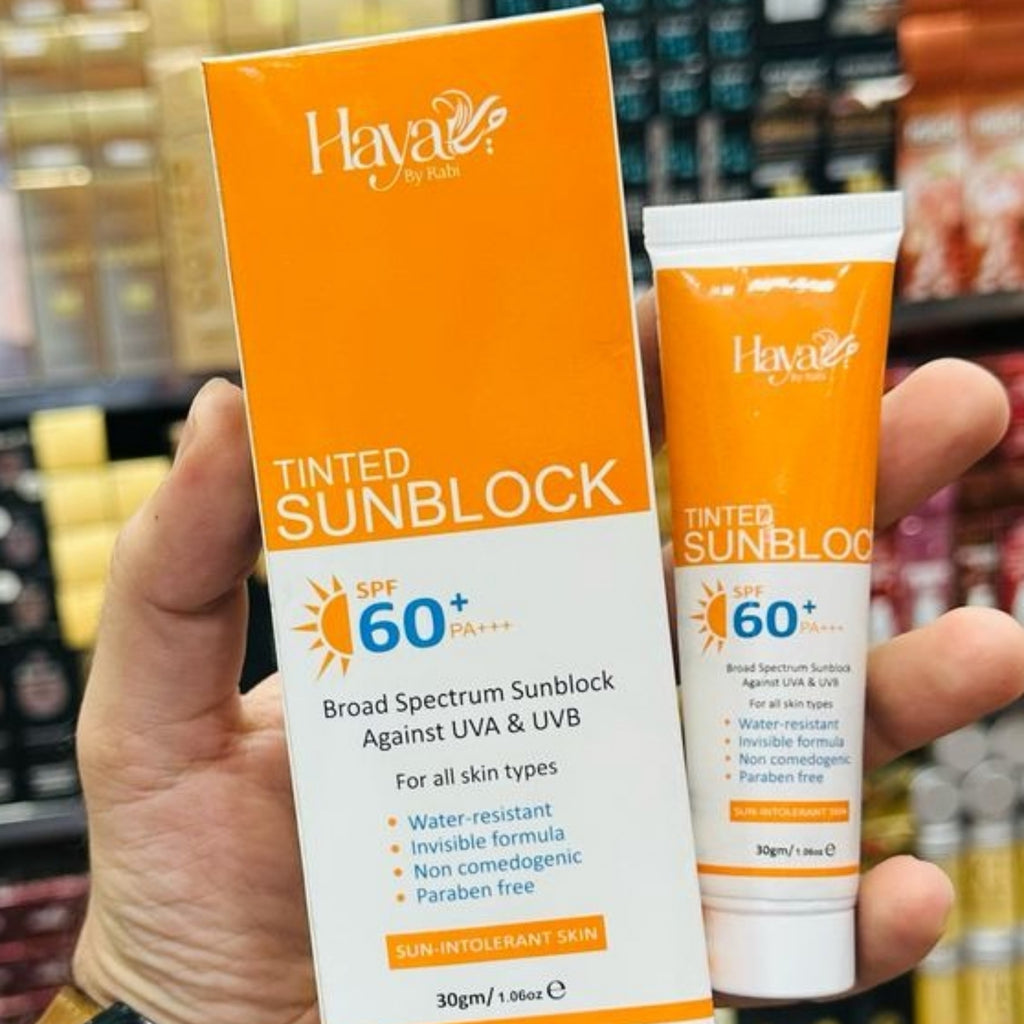 Haya Tinted Sunblock SPF 60+ | Natural Tint | Broad Spectrum UV Protection | Lightweight & Non-Greasy